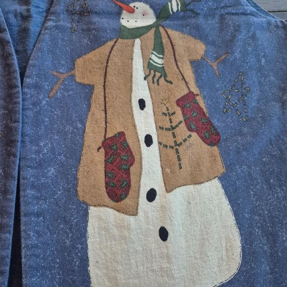 Vintage Snowman Vest With Whimsical Winter Scene & Snowmen "In The Meadow We Can - Picture 6 of 6